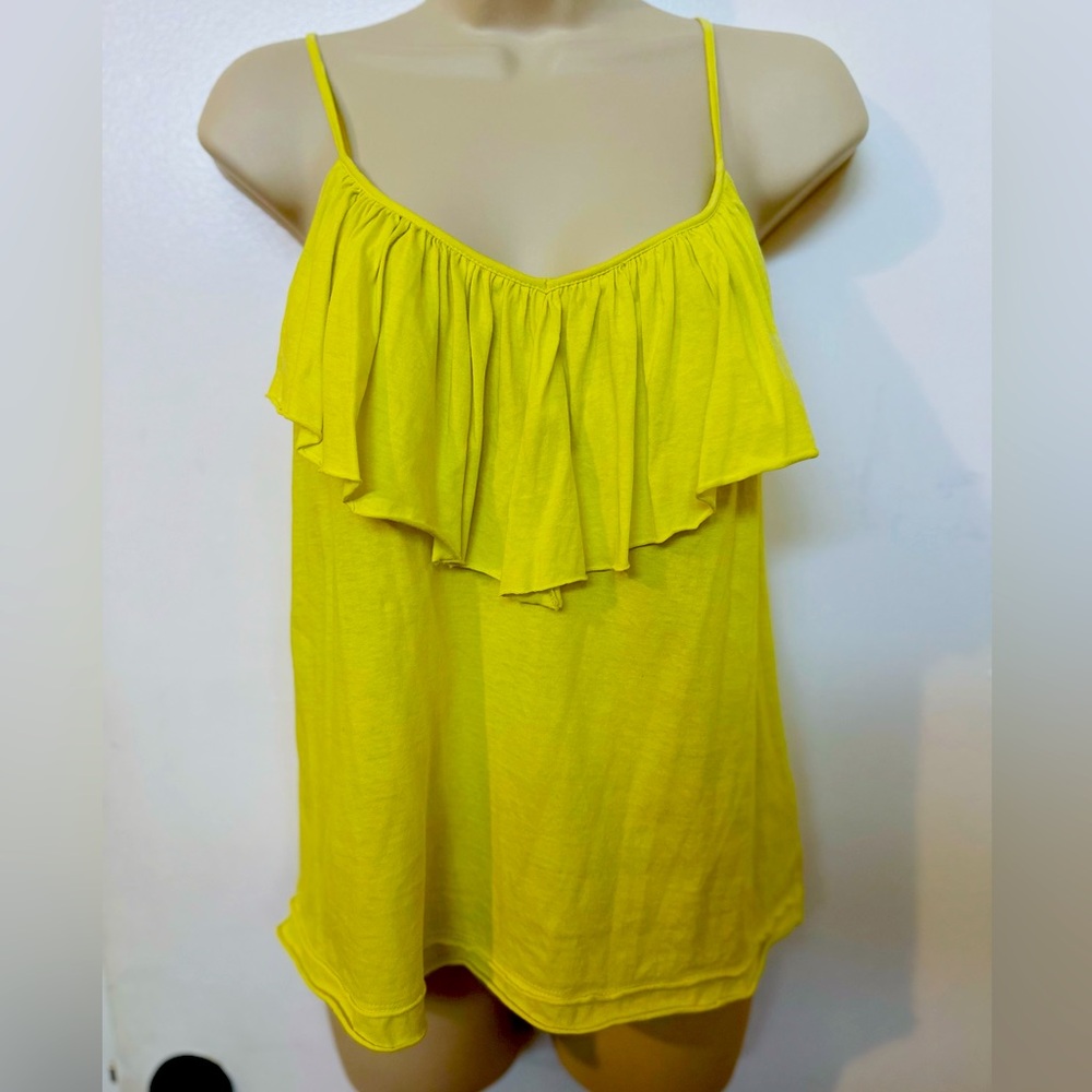 Rebecca Taylor Womens Sleeveless  Cami Ruffled Top XS Bright Yellow Tank Top